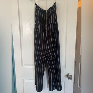 Pinstripe cropped jumpsuit